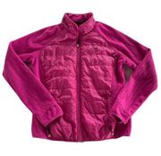 New Balance Jacket Women's Large Pink Quilted Fleece Full Zip Long Sleeve Active