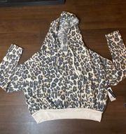 Cropped Leopard Print Hoodie