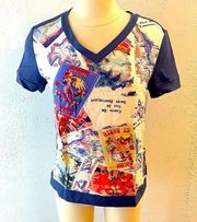 Peter Som for Design Nation Isle France St. Barth Postcard V Neck Top