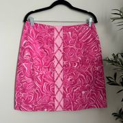 LIlly Pulitzer Pink Lattice Skirt in Tony Tiger size 8