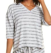 Kendall + Kylie Striped v neck short sleeve  Top tee