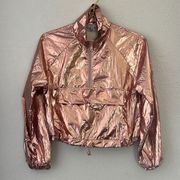 Love J Pink Metallic Zip Up Drawstring Windbreaker S