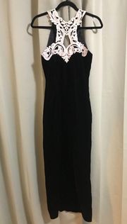 Jessica McClintock Vintage Black Velvet Lace Cocktail Dress