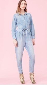 Rebecca Taylor La Vie Long Sleeve Drapey Jumpsuit in Clair Wash Size Small NWT