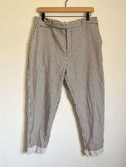 ZARA  High Rise Cotton Striped Cuffed Pants Sz XL