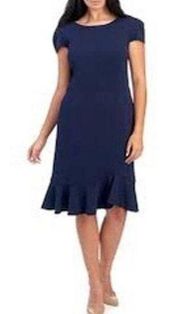 Betsey Johnson Womens Scuba Crepe Ruffle Hem Sheath Dress