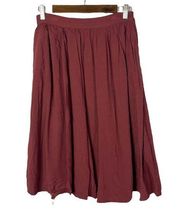 Modcloth Burgundy Red Challis A-Line Midi Skirt M