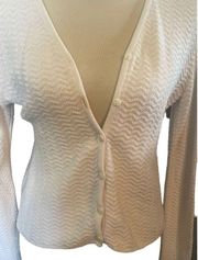 A. Byer White Knitted Long Sleeve Button Up Cropped Cardigan Size L