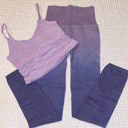 NEW Set! FREE PEOPLE X CLASS GOOD KARMA Ruched Crop Tank Top Ombré Leggings XS/S