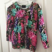 Cynthia rowley floral cardigan sweater (M)