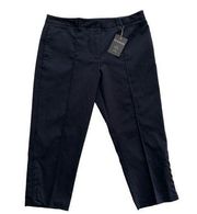 Zac & Rachel Crop Pants Navy Blue Criss Cross Hem Detail Slim Pants Size 12 NEW
