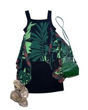 Black-Green-Lime Floral Dress Size 6