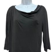 Dries Van Noten Modal Black Scoop Neck Three-Quarter Sleeve‎ Top size XS