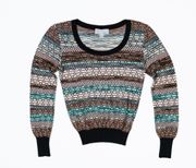 Missoni Wool Made In Italy Textured Knit Stretch Scoop Neck Pullover Sweater 2