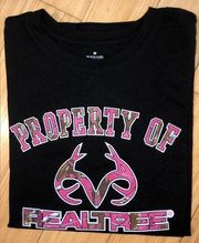 Realtree Sz M Ladies Black Pink Camo Logo Tee NEW NWOT