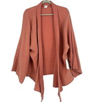 NEW Time & Tru Gauzy Orange Open Front Cardigan Oversized Slouchy Size L/XL