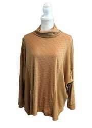 Miss Me Shirt Top Blouse Women's XS Oversized Gold Mock Turtleneck 3/4 sleeve