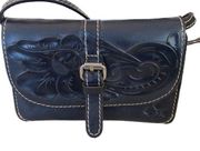 Patricia Nash  Torri Leather Crossbody Purse Bag Navy Blue