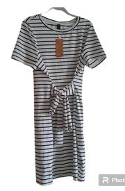 SheIn  Tie Front Striped T Shirt Dress