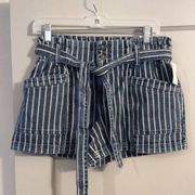 Maurices blue striped New NWT tie front high waist shorts size 10 womens