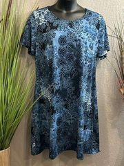 # 8 Coldwater Creek shades of blue knit shirt dress size 1X