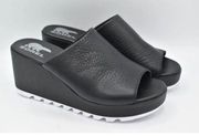 Sorel Womens Size 6 Cameron Wedge Black White Mule Sandals Shoes
