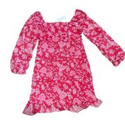 Sim & Sam Pink Floral Lightweight Tiered Dress Size Large NWT