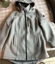 Women's Andrew Marc Gray/Black Jacket with removable hood, Size M,