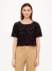 Club Monaco Black Lace Cropped Top size small