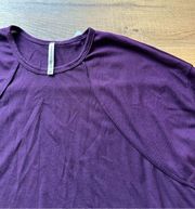 Forgotten Grace Sweater Top Violet Medium Women Solid Scoop Neck 3/4 Sleeve