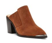 NYDJ Womens 7.5 Wilma Pointed Toe Suede Mule in Cognac NEW