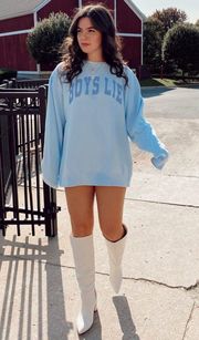 CATCHING FEELINGS CREWNECK SWEATER IN CHAMBRAY BLUE - ONE SIZE