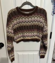 Fair Isle Cropped Sleep Crew Sweater