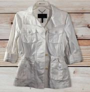 BCBGMaxAzria Bronnen White Military Open Back Jacket size Small