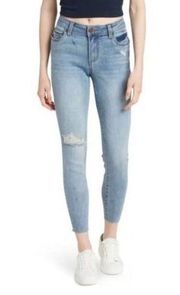 KUT From the Kloth Mid Rise Raw Hem Distressed Skinny Jeans. Size 8.