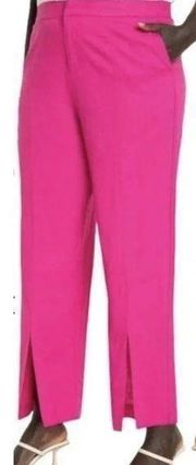 Eloquii Split Leg Linen Pants Hot Pink Barbiecore Very Berry Straight Leg Pleat