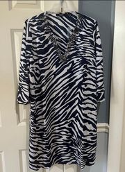 Women’s Size Large Dennis by  Zebra Printed Woven Caftan Dress