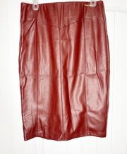 Marc New York Red Wine Faux Leather Pencil Skirt Medium