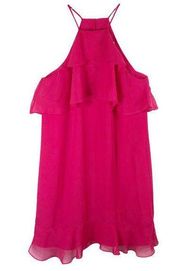 Charles Henry Small Dress Hot Pink Mini Ruffle Tiered Sleeveless Shift 245