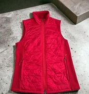 L.L. Bean Women's Red Lightweight Quilted Vest Sherpa Lined Two-Way Zip‎ Sz XS