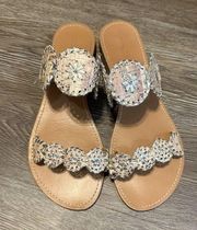 Pierre Dumas Woman's Sandals Gold & Cork Look Sandals Size 9 Slides Summer