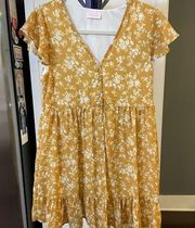 Pink lily mustard yellow floral dress