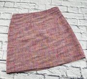 NWT Ann Taylor Loft Tweed Pocket Shift Mini Skirt Size 10 Tall Pink Multicolor