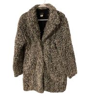 Exposure USA Vintage Y2K Shag Fuzzy Pea Coat Long Jacket Womens Size Medium