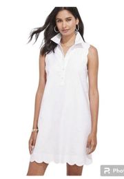 Vineyard Vines Scalloped Margo Shirt Dress White Cap Collared Sleeveless Size 14