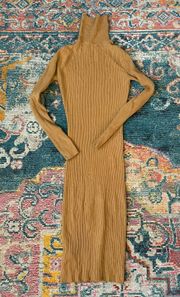 Tan Turtleneck Sweater Dress