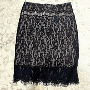 Bebe Black Lace Neutral Lined Pencil Skirt Size XXS
