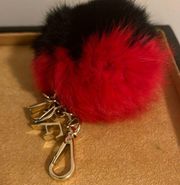 Diane von Furstenburg  bicolor rabbit fur  bag charm