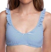 Polo Ralph Lauren Womens Blue Striped Nautical V-Neck Bikini Swim Top XL NEW