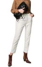 NWT Current/Elliott Off White "The Vintage Cropped Slim" Five Pocket Mom Jeans